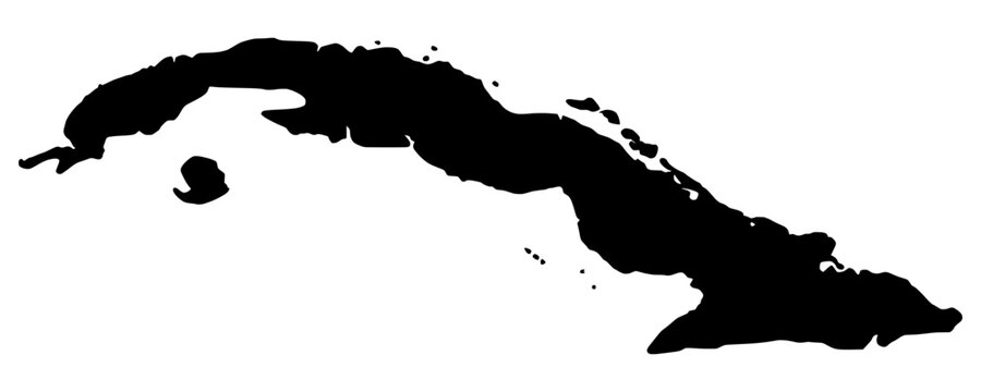 Cuba Black Map Silhouette Flat Vector Illustration