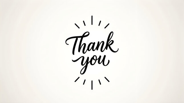 Thank you handwritten lettering in elegant cursive script with stylized burst lines lettering calligraphy