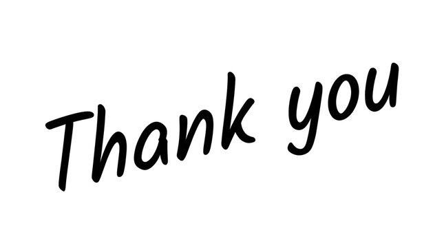 Simple handwritten thank you message in black ink with handwriting lettering greeting gratitude