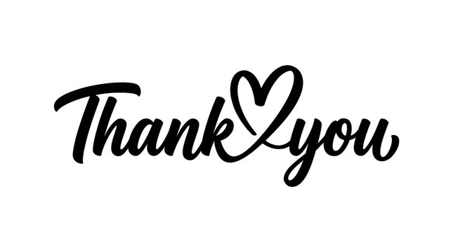 Thank you handwritten text with heart symbol calligraphy handwriting lettering gratitude minimalist