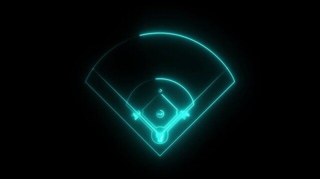 baseball field icon animation on black background .futuristic digital icon video of a high-tech baseball field . motion graphic of baseball field concept.