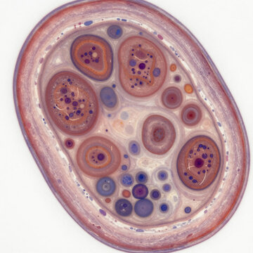High-resolution histopathology image of a rat kidney section (H&E stain) showing acute tubular necrosis induced by a nephrotoxic agent. Visible swollen tubular epithelial cells, loss of brush borders,