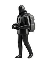 Fototapeta premium Black figure with camera and backpack