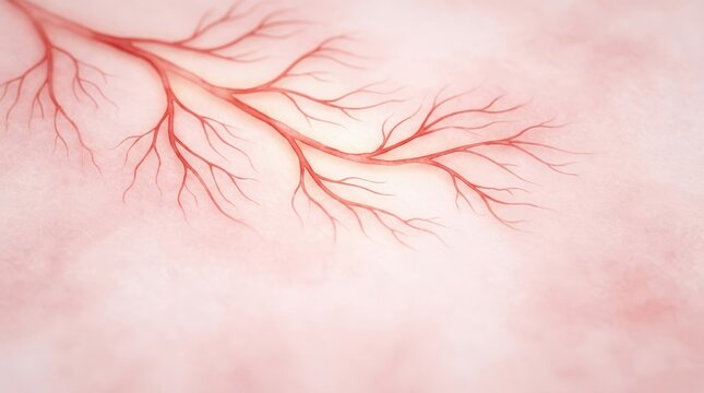 Delicate Red Vascular Branches on Soft Healthcare Background
