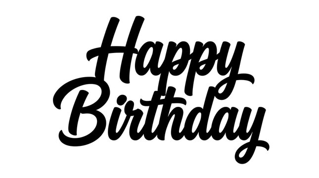 Happy birthday text lettering isolated on white background