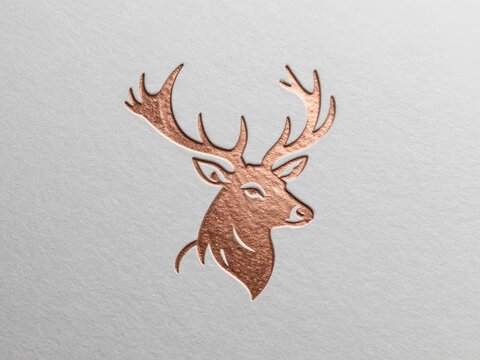 Copper deer head embossed on textured paper