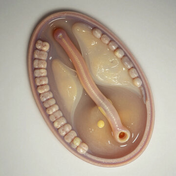 Stereomicroscope (dissecting microscope) image of a 48-hour-old chick embryo