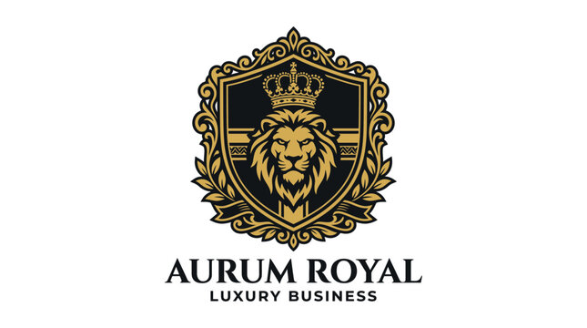 Lion head luxury royal crest logo