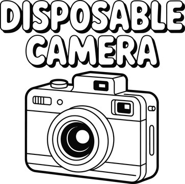 Simple disposable camera drawing for children to color with bold outlines for easy artistic activity