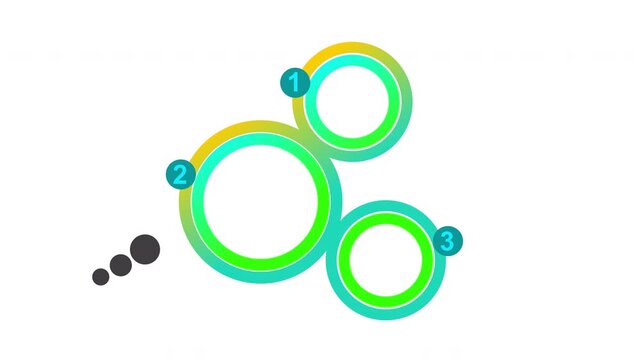 Minimalist 3 Steps Circular Flowchart Animation On White Background 4K