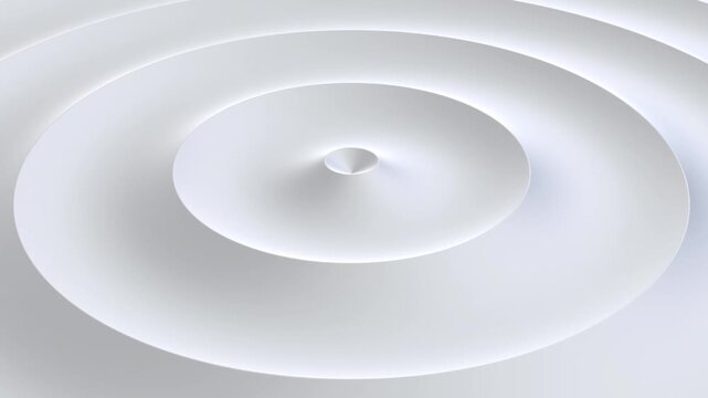 White ripples minimalist geometric background, modern radial gradient pattern, 4K seamless computer graphic animation.
