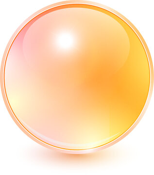 Orange glass ball, shiny sphere icon, 3d vector illustration.