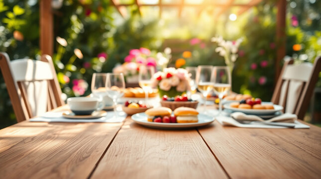 Elegant Summer Brunch Table in Garden, Outdoor Celebration and Entertaining Concept
