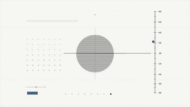 Minimal Technical Motion Background with Animated Striped Circle, Dot Grid and Measurement Scale