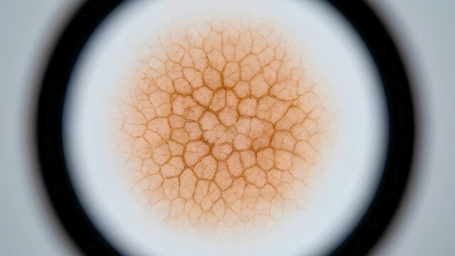 Microscopic View of Human Skin Surface with Keratinocyte Pattern