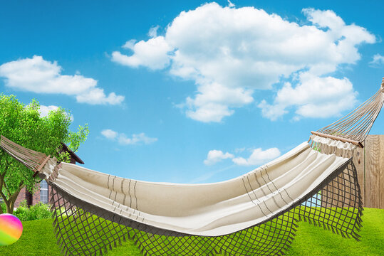 Relaxing on hammock in garden