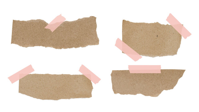 collection of brown vintage torn note paper, A piece of torn edges paper ripped png elemen