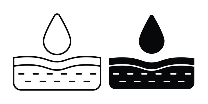 Vector icon of skin layer and moisturizing drop for cosmetic dermatology and skincare concept.