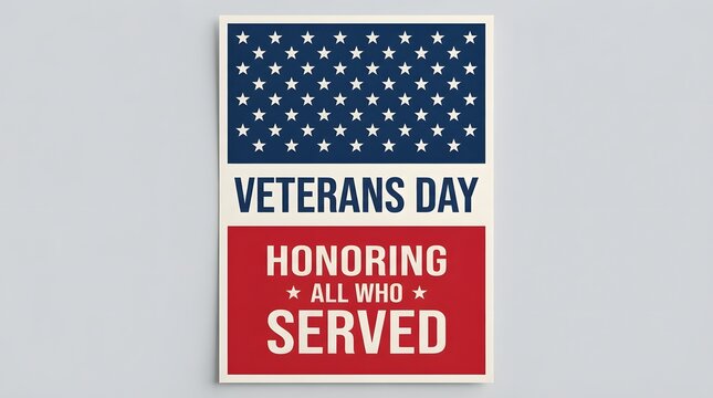 Veterans day poster design featuring an american flag pattern and text honoring all who have served