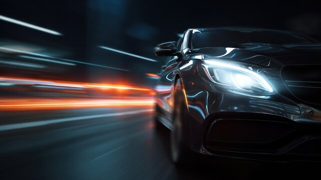Fast moving car night