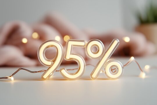 Ninety five percent discount over blurred jewelry, luxury shopping, premium offer, elegant retail, marketing concept.