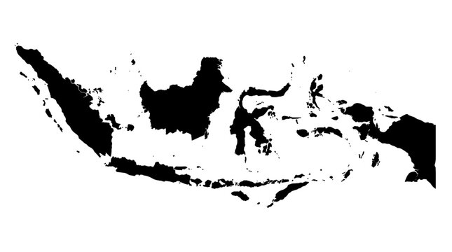 Indonesia map, black silhouette vector isolated on White Background