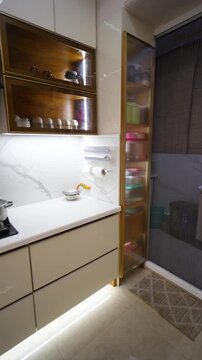 Modern apartment interior with sliding window. Contemporary home design in Delhi NCR region.