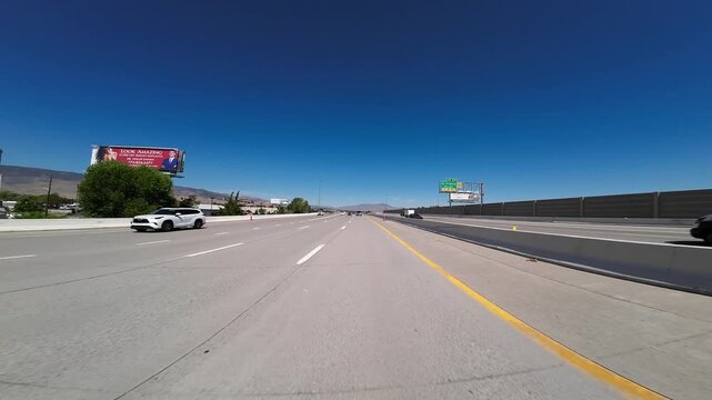 Reno Freeway 580 and 395 South 05 Rear View Driving Plates Nevada USA Ultra Wide