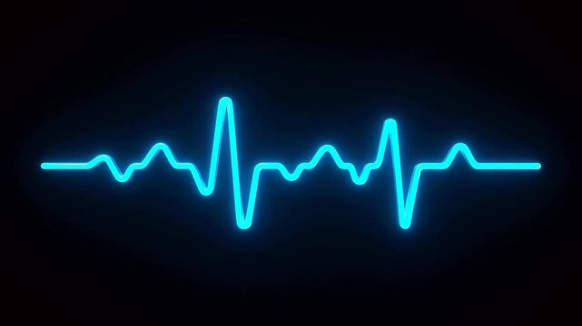 Glowing blue ecg waveform on black background