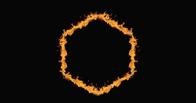 burning pentagon on black. Fire pentagon. Motion graphics Animation background Visual loops - 4K