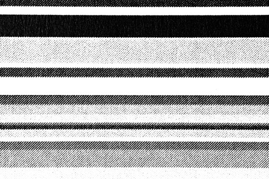 Macro halftone print of bold horizontal stripes and soft shaded bands, black ink lines forming a striped fabric-like pattern on a transparent background.
