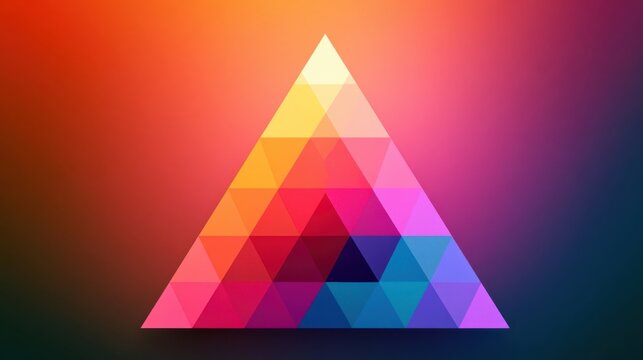 Abstract geometric triangle mosaic with vibrant gradient colors on dark background