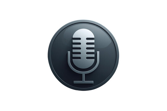 Dark circular microphone audio icon isolated on transparent background