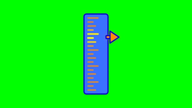 Animated measurement scale with moving pointer on green background