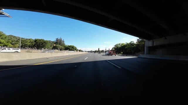 San Francisco Bay Area Novato Freeway 101 North 01 Front View Driving Plates of Marin County California USA Ultra Wide