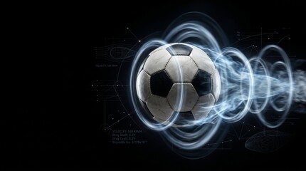 Fototapeta premium Football with airflow visualization and aerodynamic data