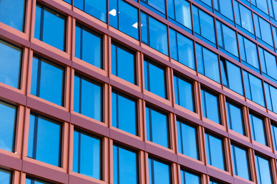 Modern Office Building Glass Windows Facade Corporate Architecture Geometric Pattern