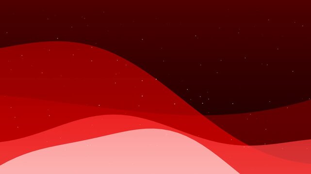 Abstract dark red background with smooth flowing crimson waves and floating star particles. This romantic seamless motion graphic loop is perfect for passionate Valentine designs.