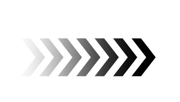 Animated arrows pointing right with fade effect on transparent background.