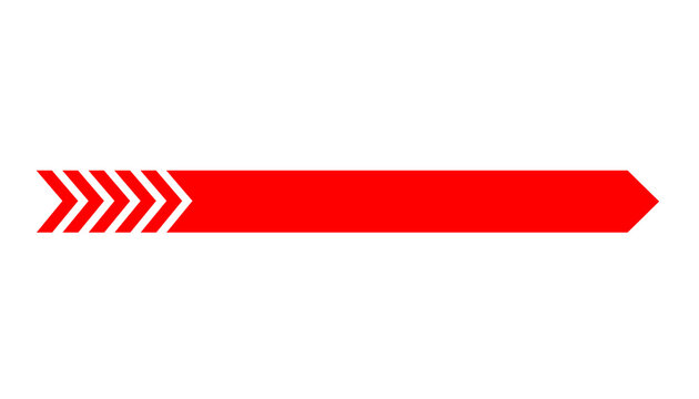 Long red arrow with chevron pattern on transparent background for design.