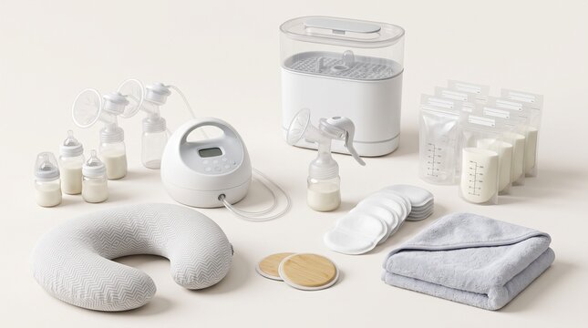 Tender Moment of a Young Mother Breastfeeding Her Newborn Baby in a Softly Lit Minimalist Room