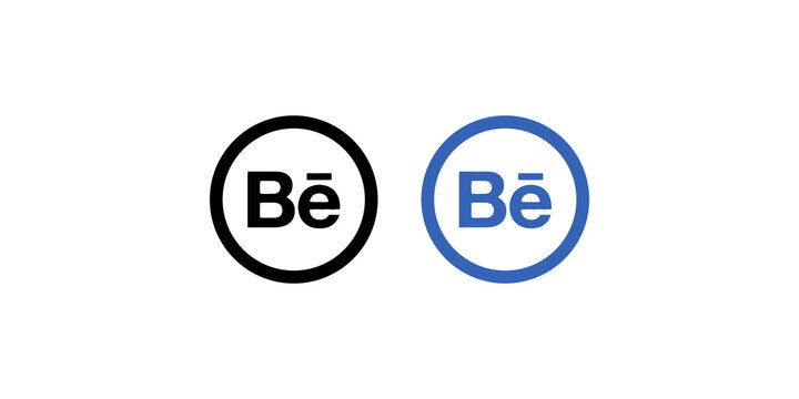 Behance logo set on transparent background featuring black and blue circular icons for creative portfolio platform perfect for graphic design social media marketing use.