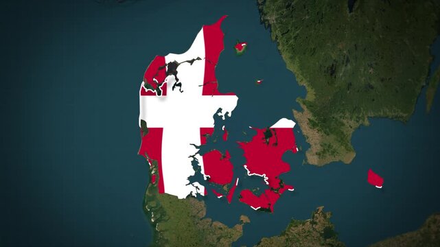 Denmark Flag Map Animation, Denmark Location Map, Europe Country Map