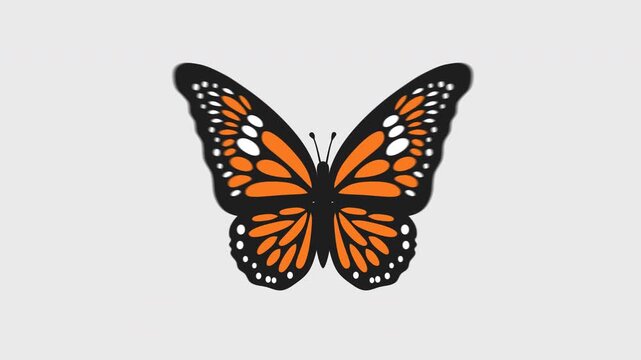 Monarch Butterfly Vector Cartoon Illustration, Isolated on Alpha Channel Transparent Background, Vibrant Orange, Black, and White Insect for Nature, Fantasy, or Decor Scene