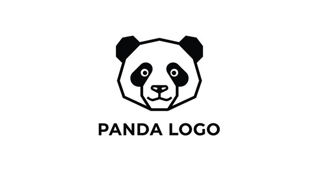 Clean geometric logo design of a friendly panda head in black and white silhouette for creative corporate branding.