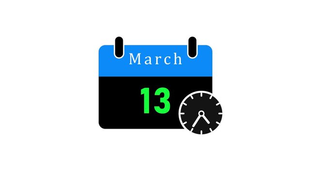 March 13th calendar date with black cat silhouette lucky number thirteen
