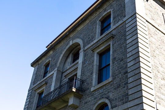 Historic bluestone heritage building facade in Melbourne Australia