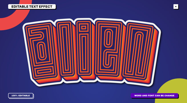 Alien 3D Editable Text Effect with Retro Labyrinth Geometric Multiline Typography and Dark Blue Background