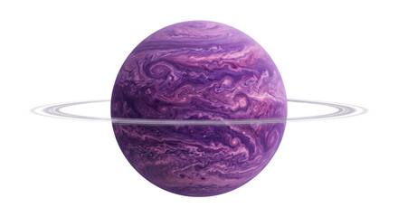 Vibrant purple gas giant planet with swirling clouds and icy rings in deep space © Sapphire