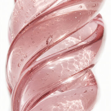 Macro translucent pink glass texture on white, Generative AI